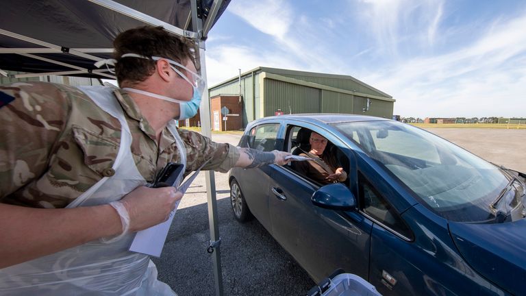 A soldier takes part in a trial exercise ahead of the rollout of the mobile units