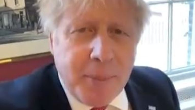 Boris Johnson in the first video he posted to Twitter after testing positive for coronavirus
