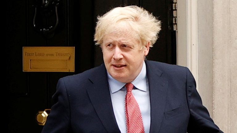 Britain&#39;s Prime Minister Boris Johnson before making a statement, after recovering from the coronavirus disease (COVID-19), London, Britain, April 27, 2020. REUTERS/John Sibley