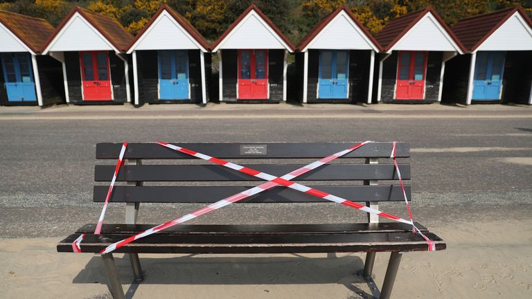 Benches in Bournemouth have been cordoned off 