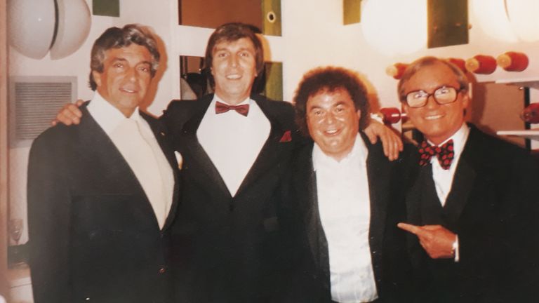 Singer Frankie Vaughan, Johnny Mans, Eddie Large and Syd Little