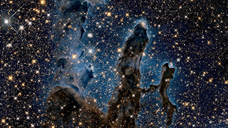 The Eagle Nebula&#39;s Pillars of Creation,  captured in infrared by the Hubble Space Telescope. Pic: NASA