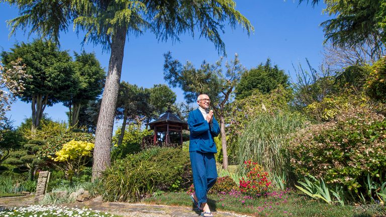 Former Buddhist monk Buddha Maitreya, in his award-winning Japanese garden at the Pure Land Meditation Centre in Nottinghamshire