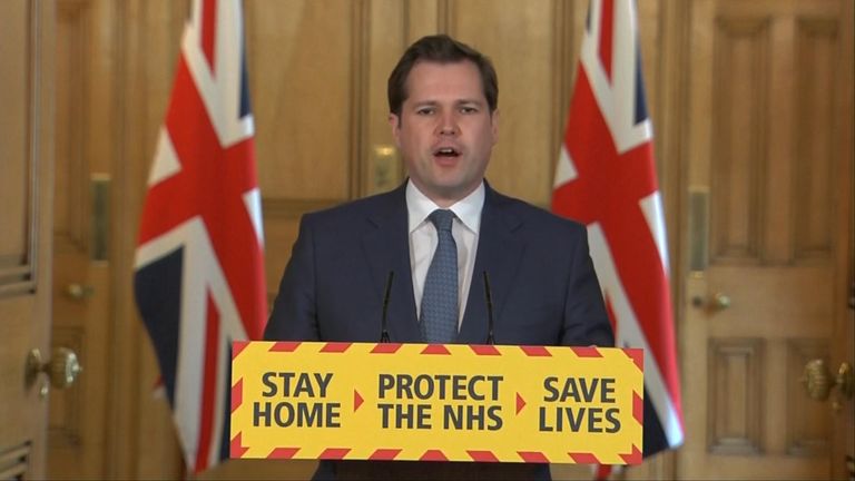 In 2020, as housing secretary, delivering a daily COVID briefing