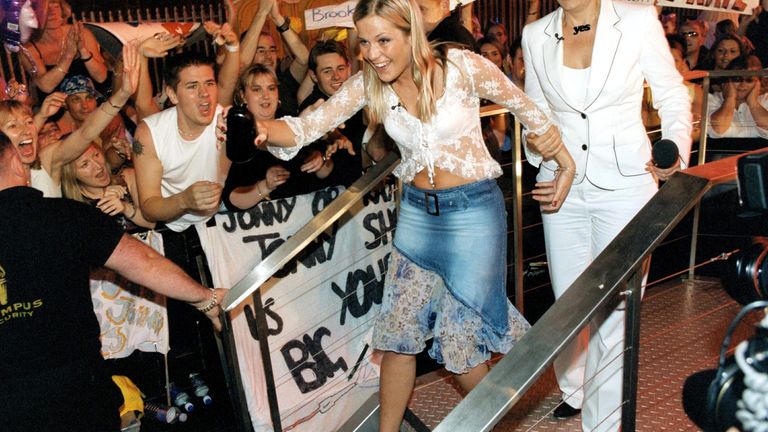 Kate coming out of the Big Brother house in 2002