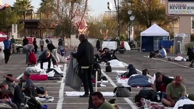 Coronavirus: Las Vegas stadium car park turned over to homeless ...