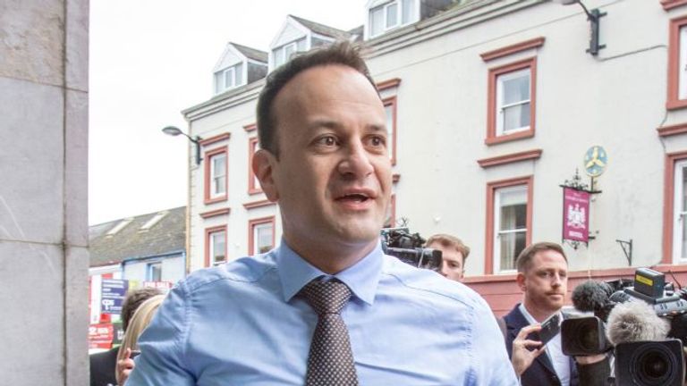 Ireland&#39;s Prime Minister, Leo Varadkar (arrives at the North South Ministerial Council offices in Armagh, Northern Ireland on March 14, 2020, for a meeting of the Irish Government and Northern Ireland Executive concerning the novel coronavirus Covid-19 outbreak. (Photo by Paul Faith / AFP) (Photo by PAUL FAITH/AFP via Getty Images)
