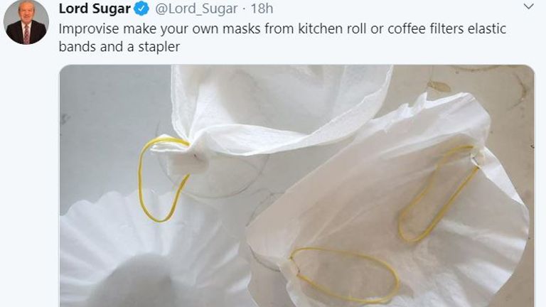 Lord Sugar has been criticised for the tweet