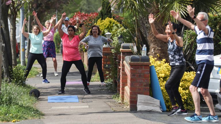 Residents of Chigwell Park Drive take part in a fitness class