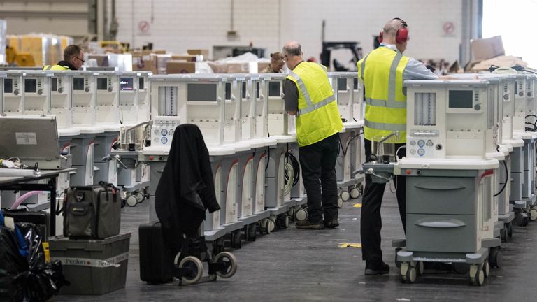 Ventilators are stored and ready to be used