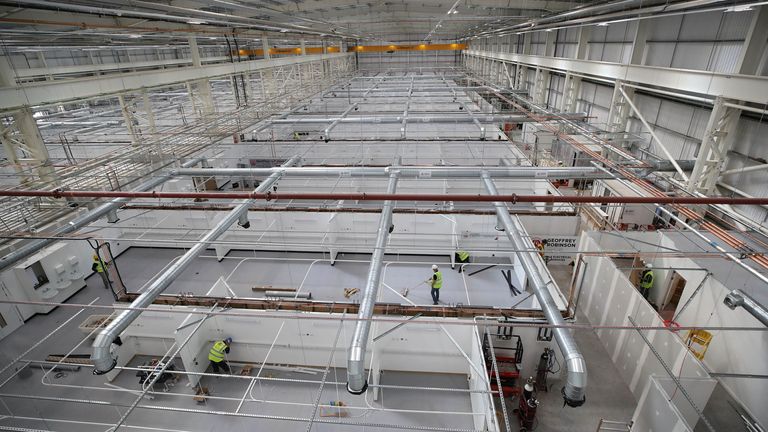 The main hall where the beds will be located is bigger than a football pitch