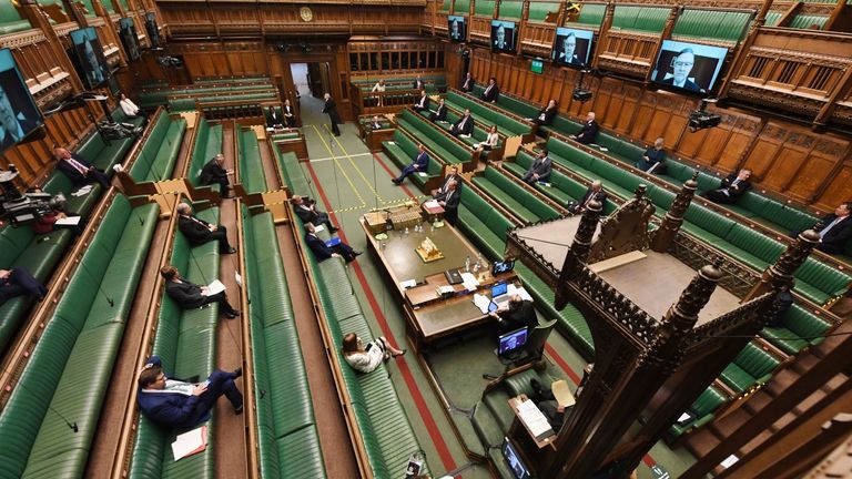 Pictures from the first ever virtual PMQs. Pic: Jessica Taylor/ UK parliament