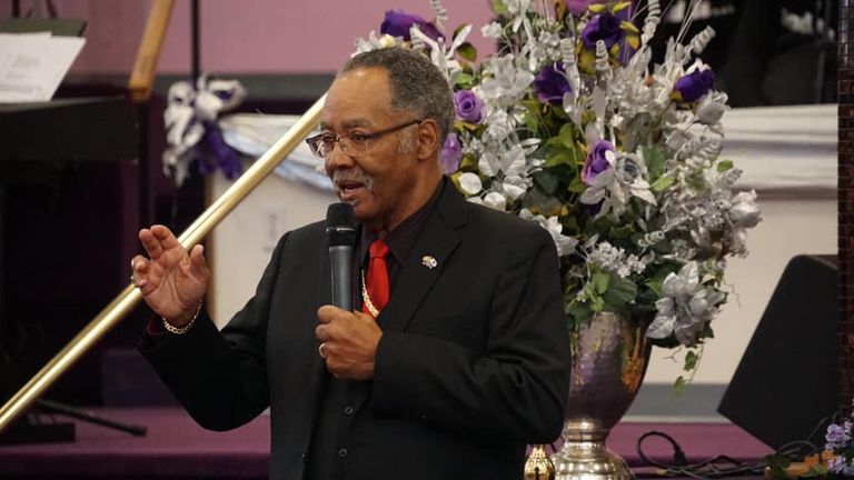 Bishop Gerald Glenn during a sermon. Pic: The New Deliverance Evangelistic Church