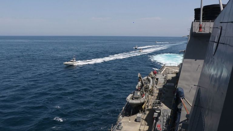 The US warships ships were in international waters when they were intercepted by the Iranian boats. Pic: US Navy