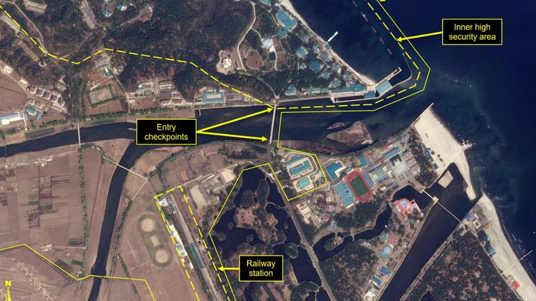 Satellite images have given an aerial view of the resort town of Wonsan. Pic: Airbus Defence & Space and 38 North/Pleiades © CNES 2020, Distribution Airbus DS