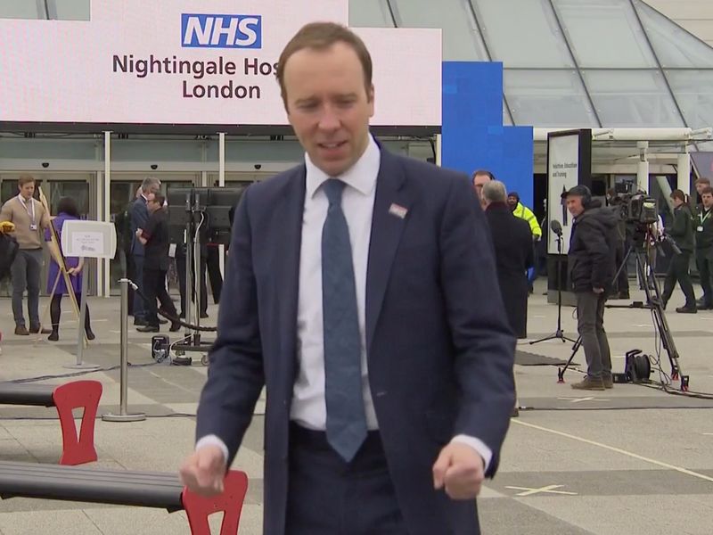 Coronavirus: Matt Hancock celebrates at NHS Nightingale opening | UK News |  Sky News