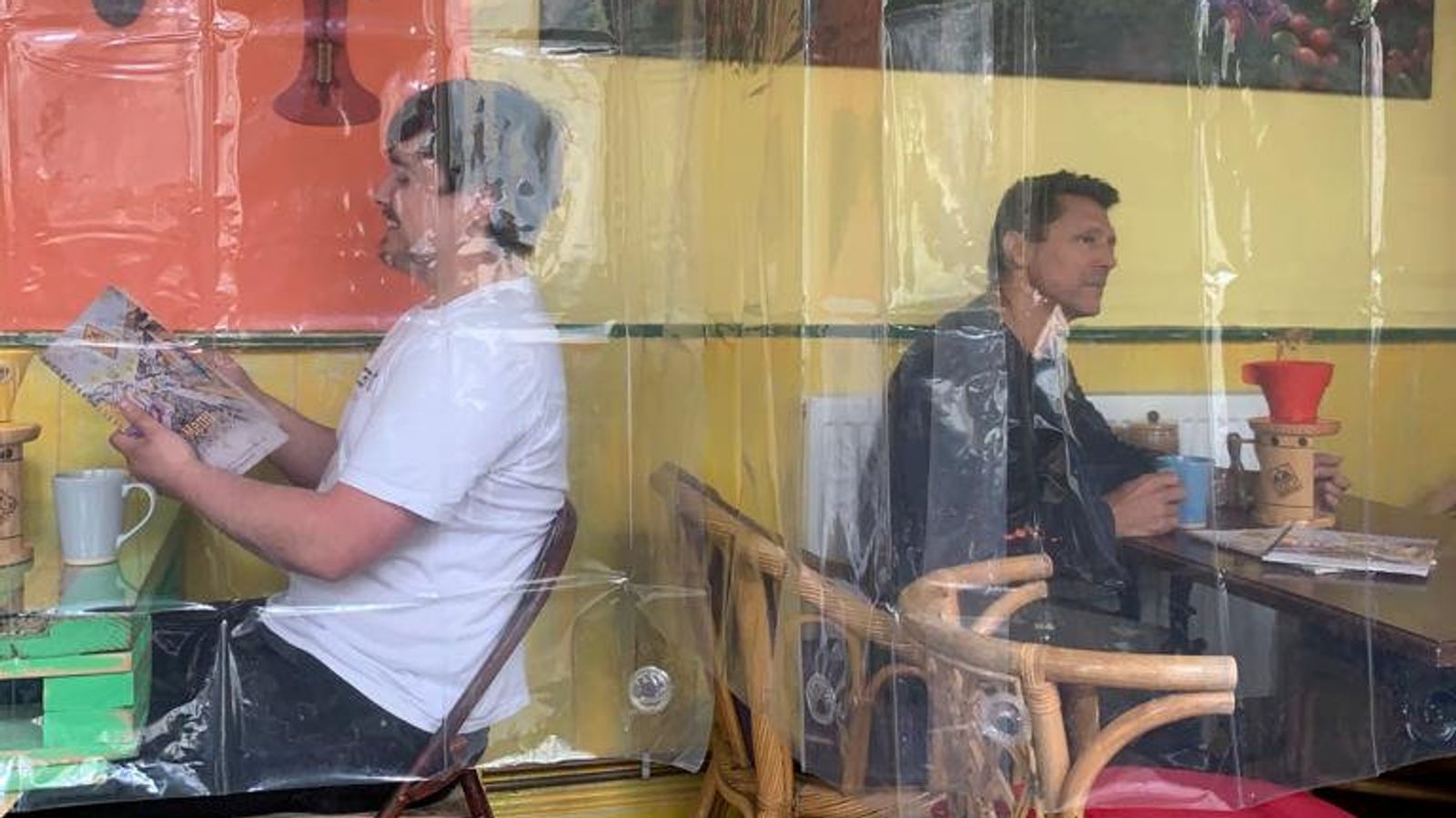 Coronavirus Worcester cafe preparing to reopen by using shower curtain