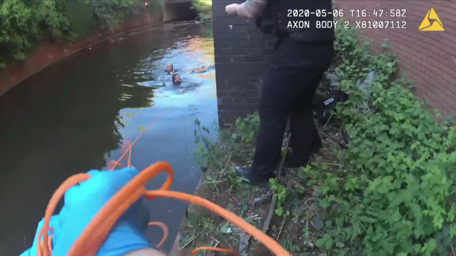 Policeman jumps into canal to save drowning man in AshtonunderLyne