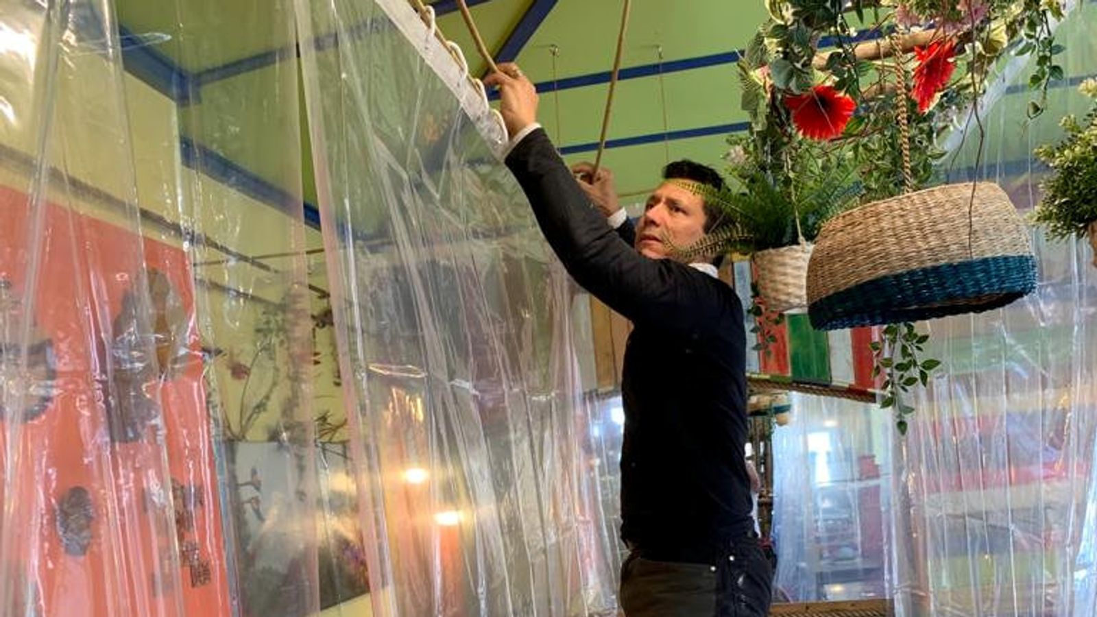 Coronavirus Worcester cafe preparing to reopen by using shower curtain