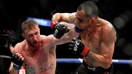 Justin Gaethje (L) during his  Interim lightweight title fight with Tony Ferguson