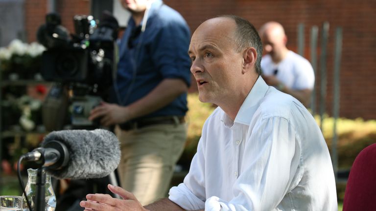 Dominic Cummings, senior aide to Prime Minister Boris Johnson, answers questions from the media after making a statement inside 10 Downing Street, London, following calls for him to be sacked over allegations he breached coronavirus lockdown restrictions.