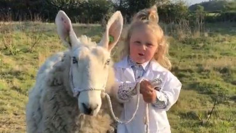 Barley Brook Sellar with her sheep Ethel