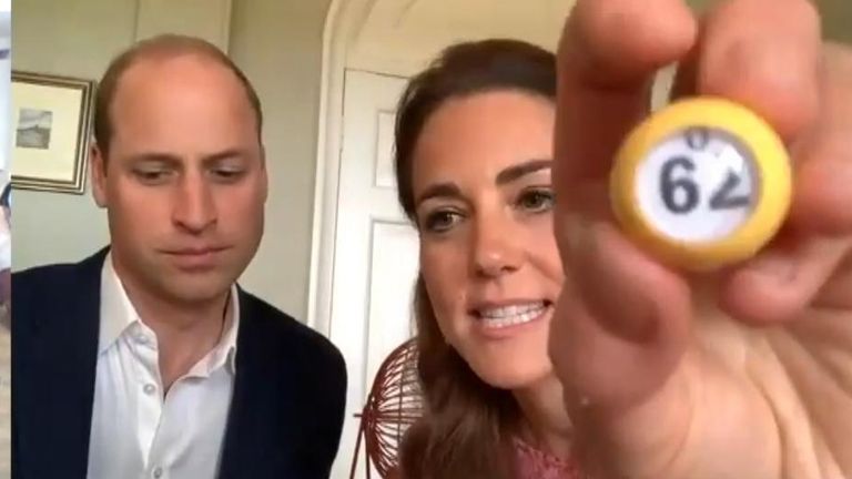 The Duke and Duchess of Cambridge drew bingo numbers for care home residents as part of saying thank you to social carers
