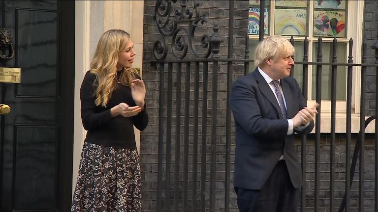 Boris Johnson and Carrie clap for carers