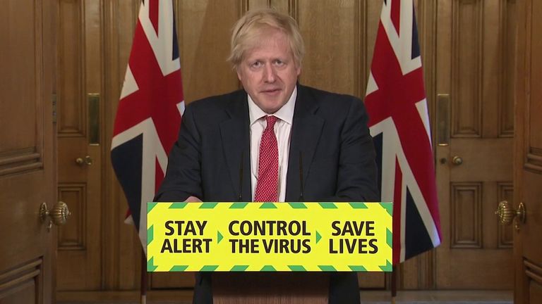 Boris Johnson chairs a daily coronavirus briefing, with a new slogan