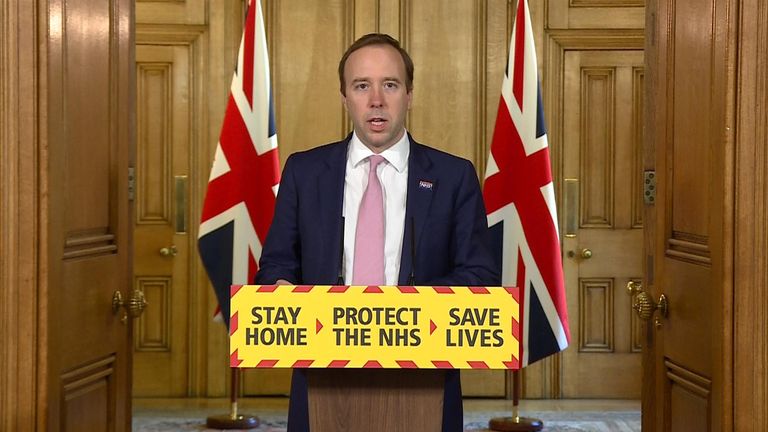 Health secretary Matt Hancock leads the government&#39;s daily coronavirus press briefing