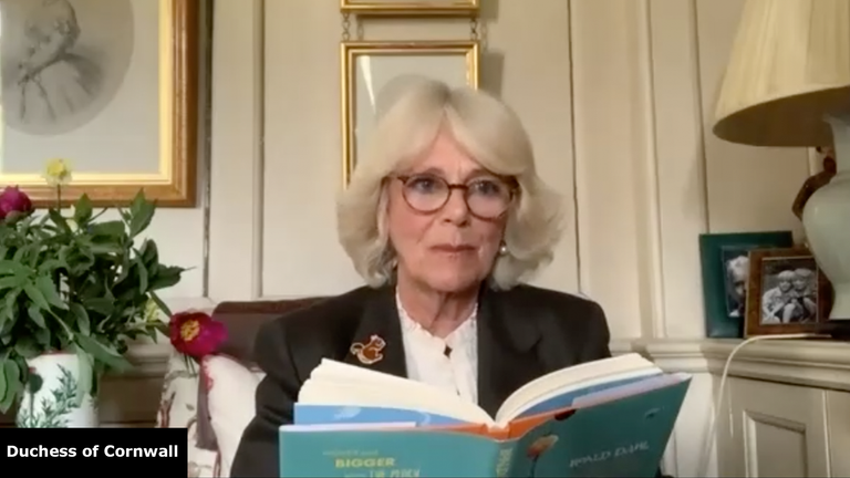 The Duchess of Cornwall reads from Roald Dahl&#39;s James and the Giant Peach