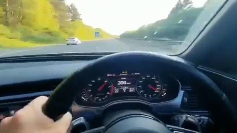 Police are investigating after a video emerged of someone filming themselves hitting 200mph on a motorway in London.