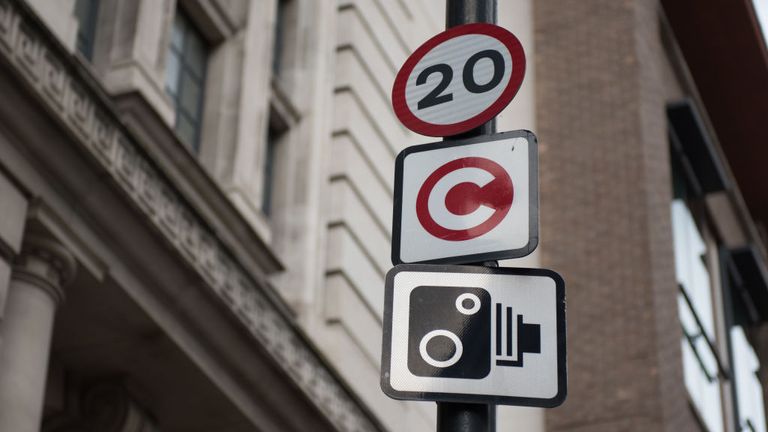 A Congestion Charge sign in London 