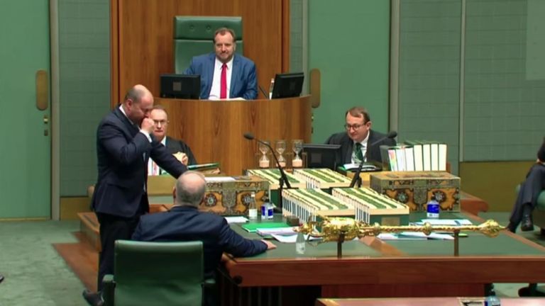 An Australian government minister was tested for COVID-19 after having a brief coughing fit while giving a speech in parliament about the country’s coronavirus response