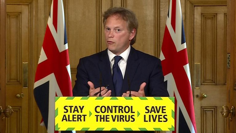 Grant Shapps talking at presser.