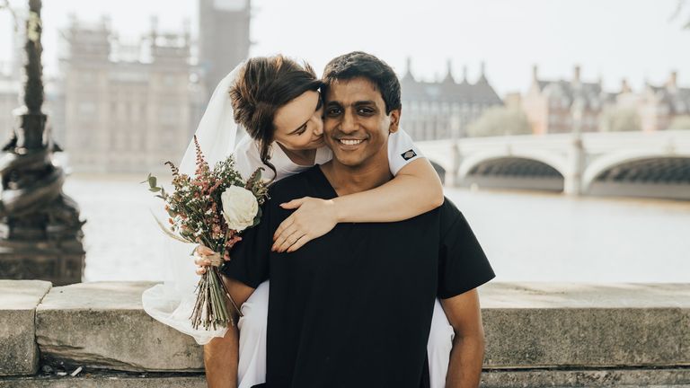 Jann and Annalan said it felt &#39;surreal&#39; getting married in a hospital. Pic: Rebecca Carpenter Photography