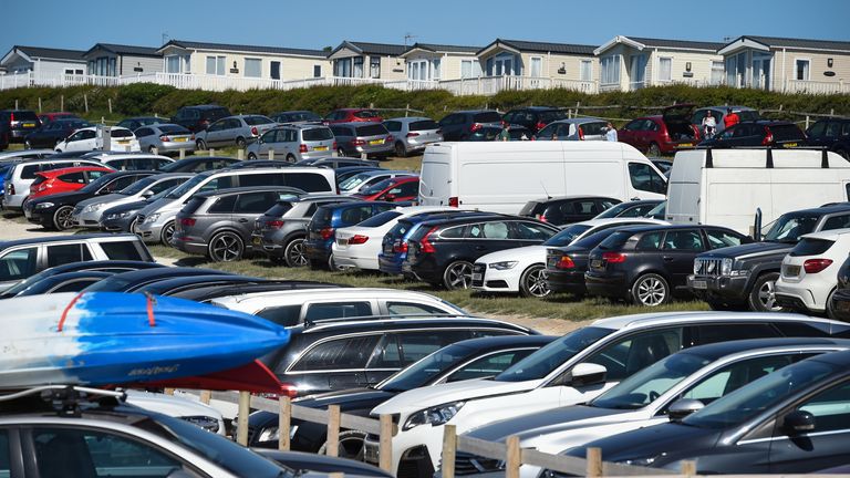 LULWORTH, ENGLAND - MAY 25: Car park at Durdle Door beach on May 25, 2020 in West Lulworth, United Kingdom. The British government has started easing the lockdown it imposed two months ago to curb the spread of Covid-19, abandoning its &#39;stay at home&#39; slogan in favour of a message to &#39;be alert&#39;, but UK countries have varied in their approaches to relaxing quarantine measures. (Photo by Finnbarr Webster/Getty Images)