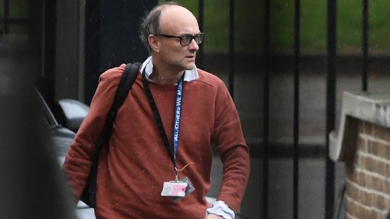 Dominic Cummings is seen at Downing Street at the end of April