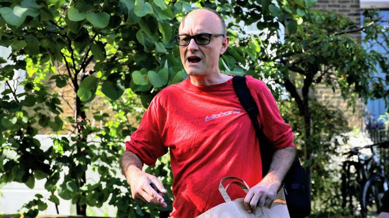 The prime minister's chief adviser gave no comment to waiting media as he departed his Islington home