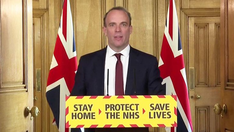Dominic Raab gives the government's daily coronavirus update