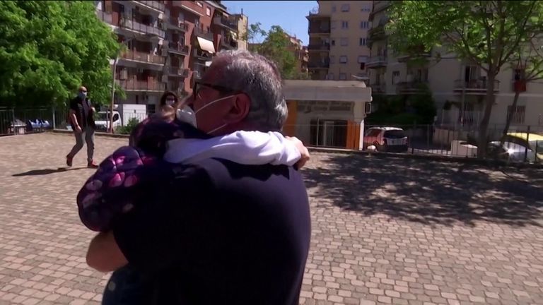 A grandfather and daughter reunite