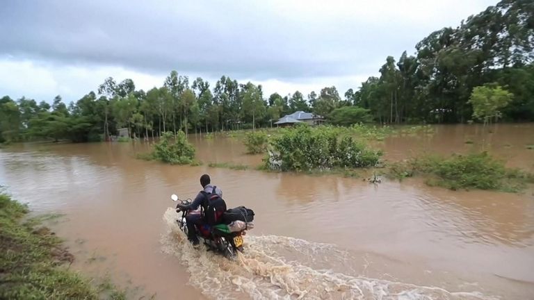 The River Nzoia burst its banks in Budalangi, western Kenya