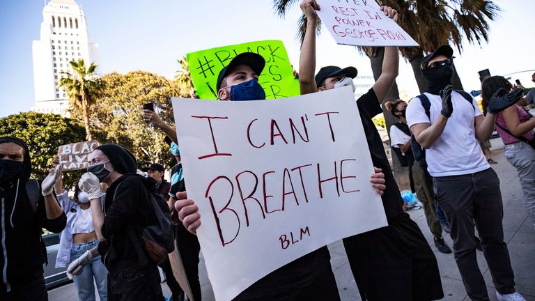 Protests in Los Angeles. Pic: Etienne Laurent/EPA-EFE/Shutterstock 