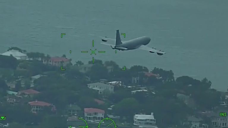Florida cops film a huge military plane flying over Tampa Bay in honour of medical staff fighting coronavirus