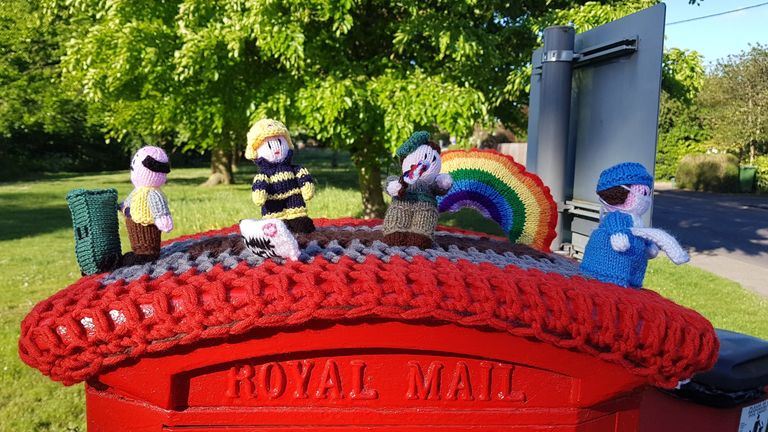 The knitted figures depict key workers, include a bin collector and a firefighter. Pic: Pat Moore