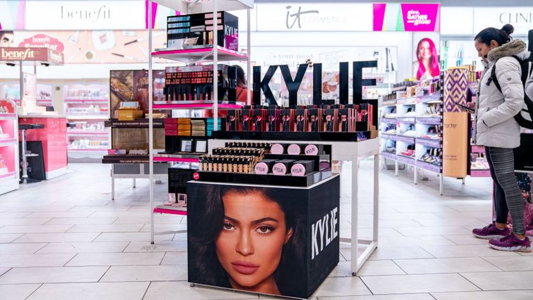 Kylie Cosmetics are displayed at Ulta beauty in New York City