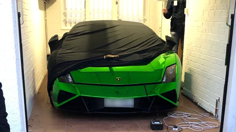 This bright green Lamborghini was seized