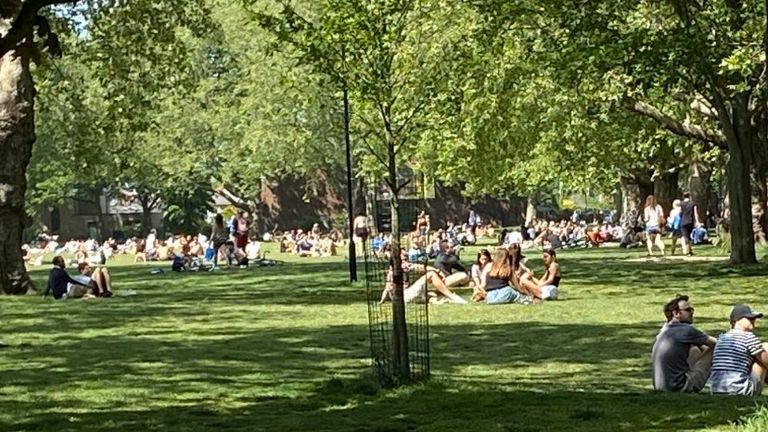 People in a park in Hackney, London, where police say they are &#39;losing the battle&#39; to enforce lockdown rules. Pic: Hackney Police