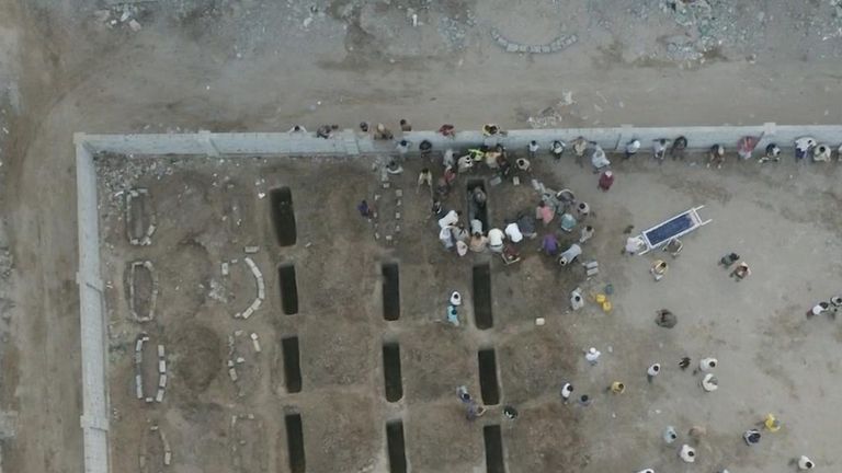 A burial takes place at Radhwan cemetery