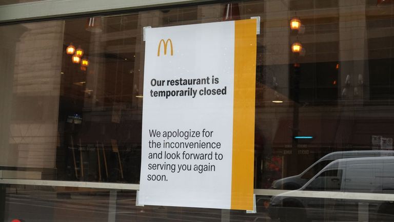 A sign up in a closed branch of McDonald&#39;s